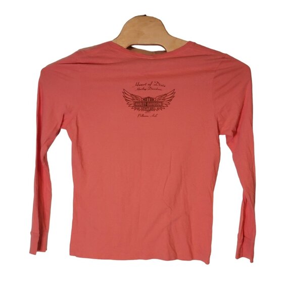 Harley Davidson Cycles Long Sleeve Graphic T-Shirt Women's Size Large Pink - Picture 3 of 7
